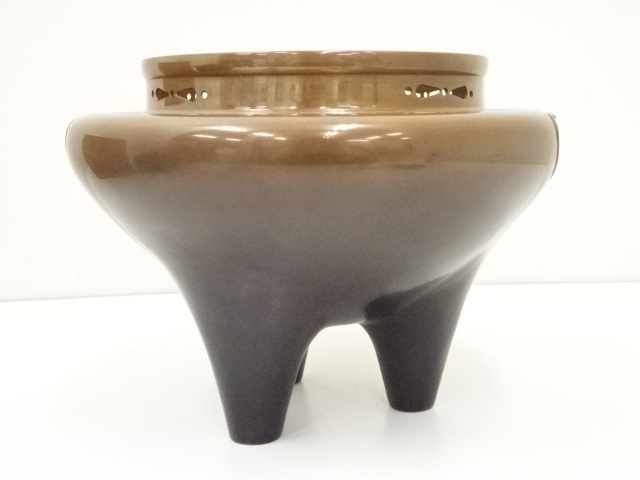  金森紹栄造　唐銅風炉釜（共箱）